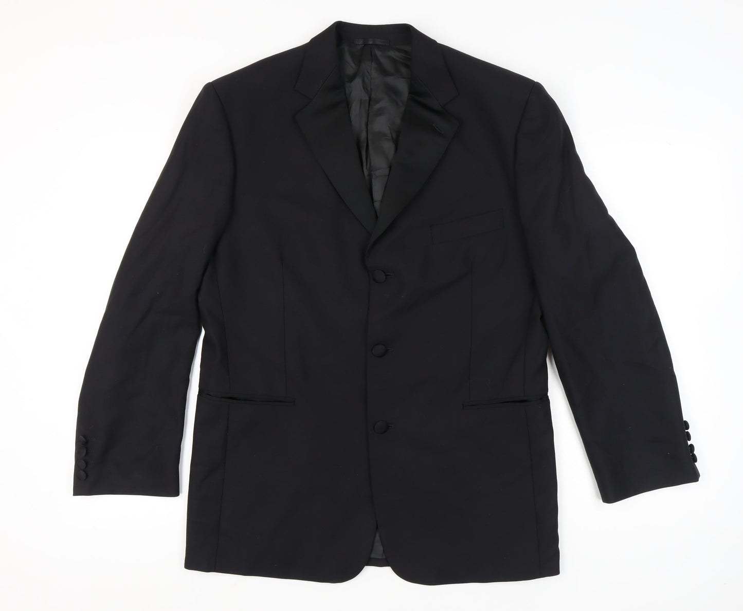 Jaeger Men's Black Wool 50R Suit Jacket Classic Formal Wear