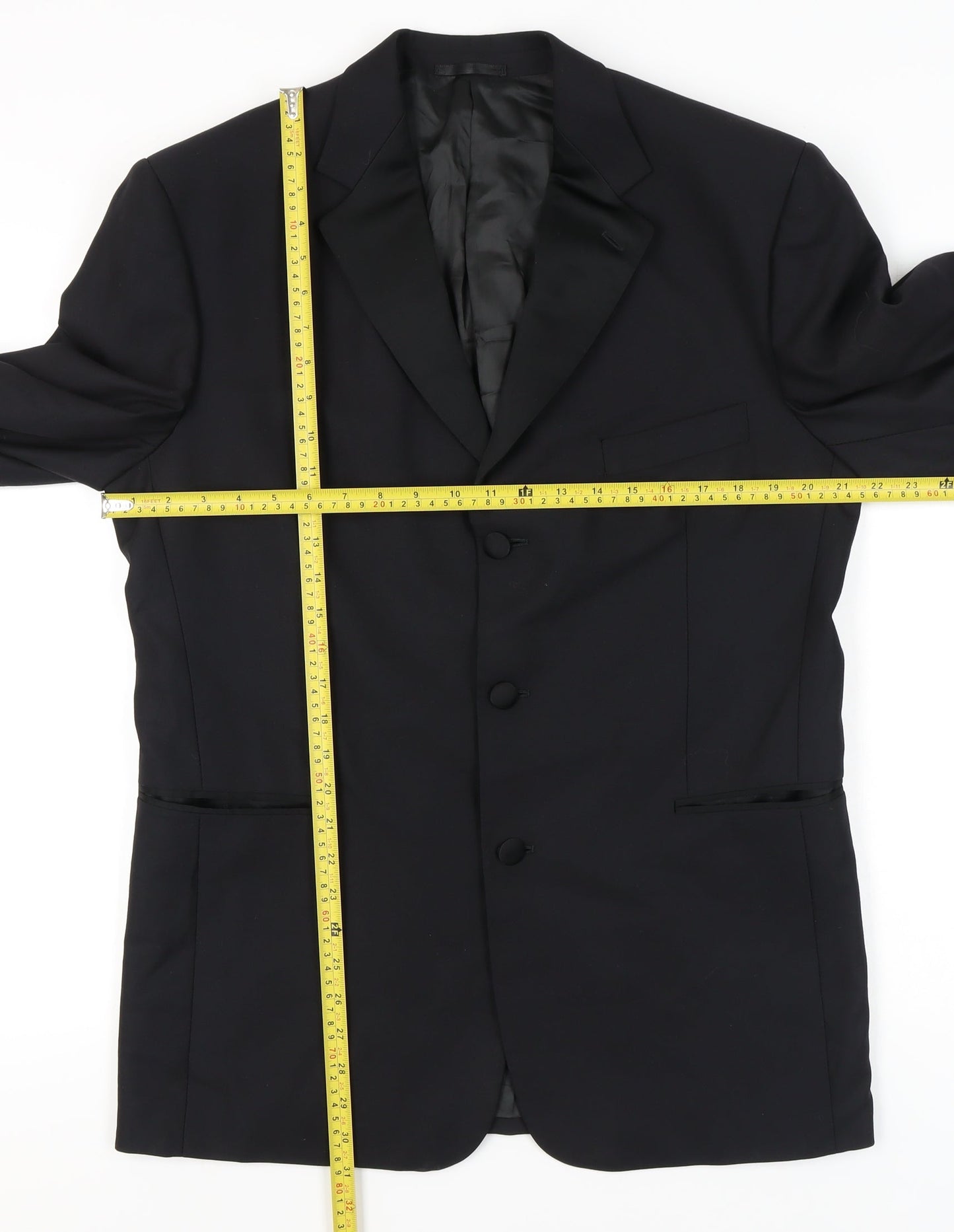 Jaeger Men's Black Wool 50R Suit Jacket Classic Formal Wear