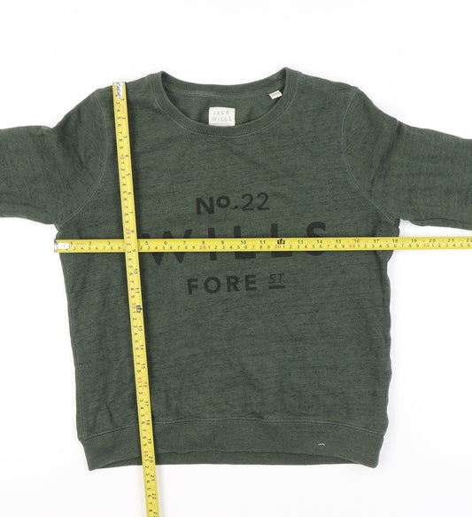 Jack Wills Womens Green UK 8 Cotton Logo Sweatshirt Pullover