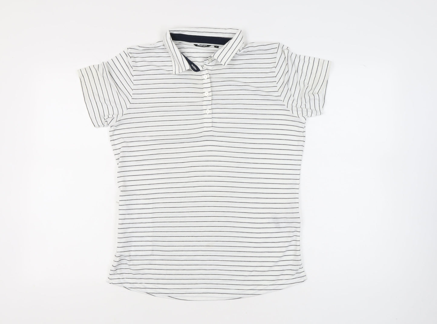 Rohan Womens White Striped Polo Shirt Size 12 Short Sleeve