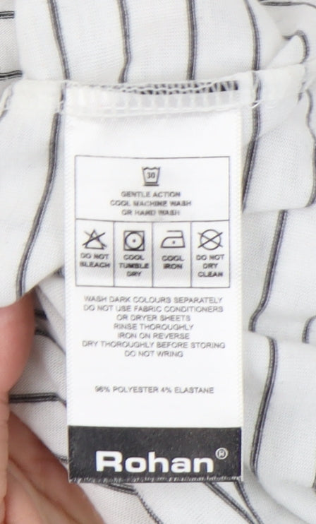 Rohan Womens White Striped Polo Shirt Size 12 Short Sleeve