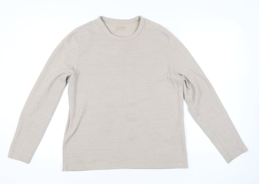 AllSaints Mens Beige Medium Pullover Jumper Crew Neck Knit