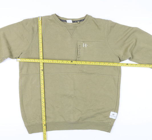 Holyfield Boys Green Pullover Sweatshirt 14-16Y Regular Fit Crew Neck