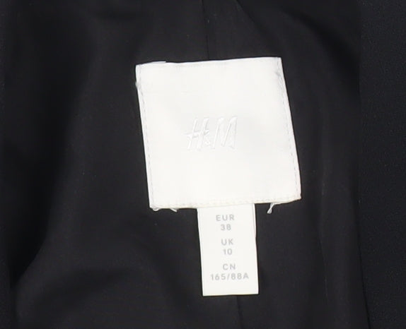 H&M Women Black Blazer UK 10 Regular Fit Workwear Jacket