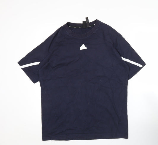 Mens UK Size M adidas Blue Cotton Blend T-Shirt