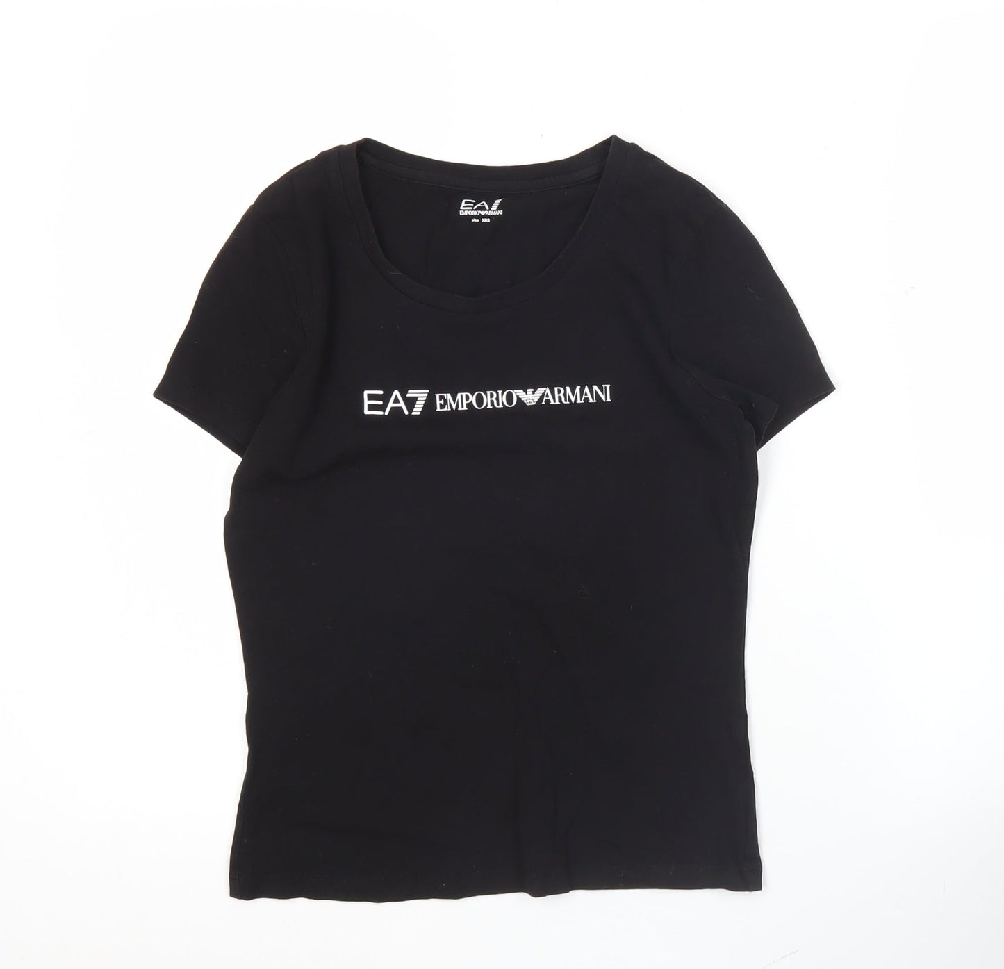 Emporio Armani EA7 Women's Black 2XS Slim Fit Basic Scoop Neck T-Shirt