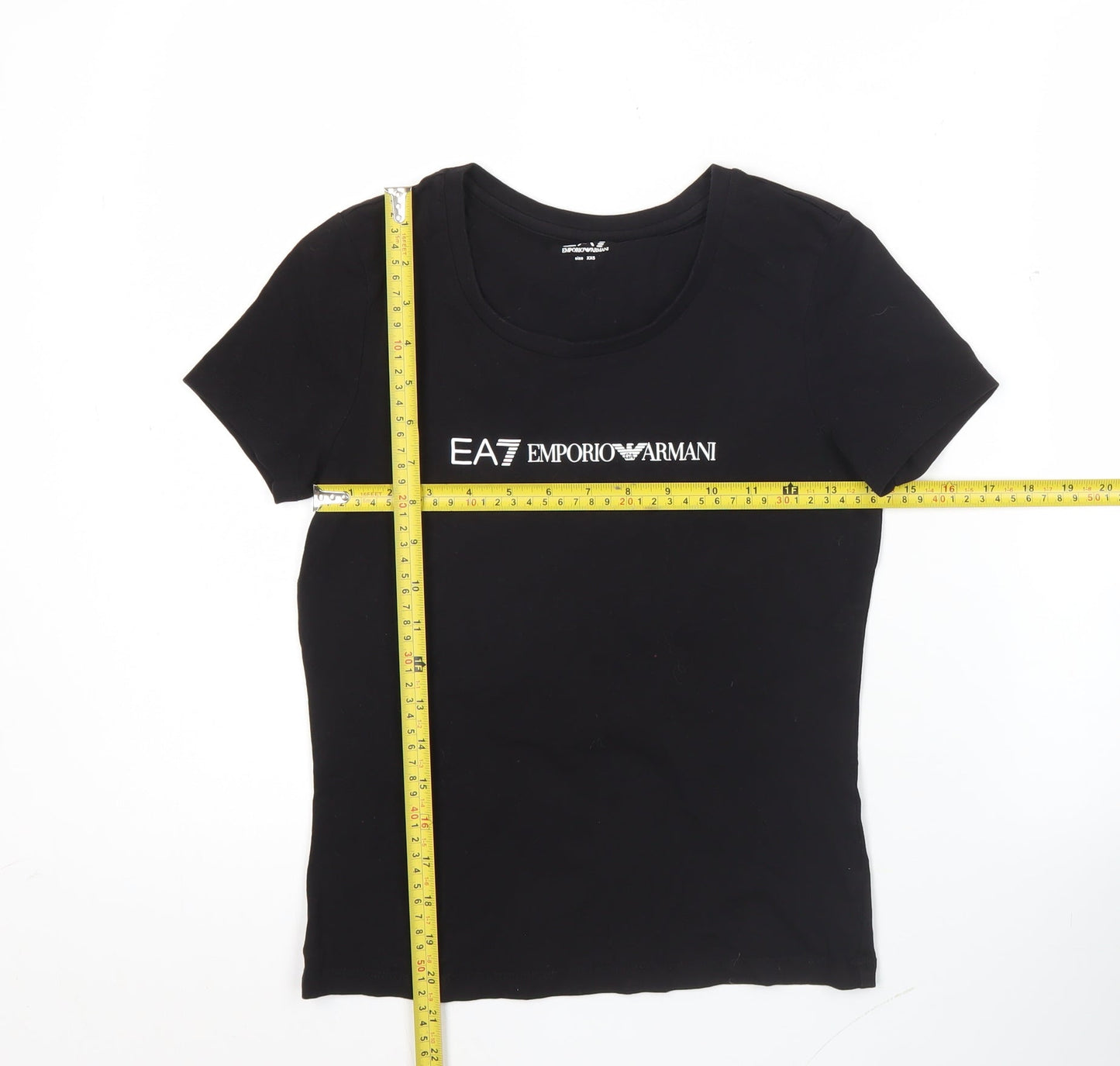 Emporio Armani EA7 Women's Black 2XS Slim Fit Basic Scoop Neck T-Shirt