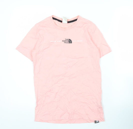 The North Face Girls Pink Logo T-Shirt L Short Sleeve Crew Neck Cotton