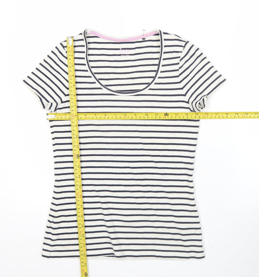 Boden Women’s Multicoloured Stripe T-Shirt UK 10 Cotton Stretch