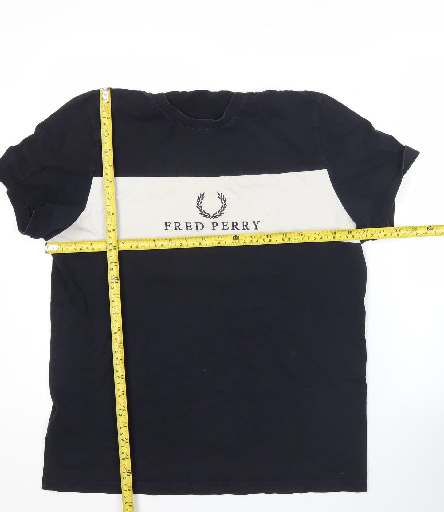 Fred Perry Mens Blue M Colourblock Logo Crew Neck T-Shirt