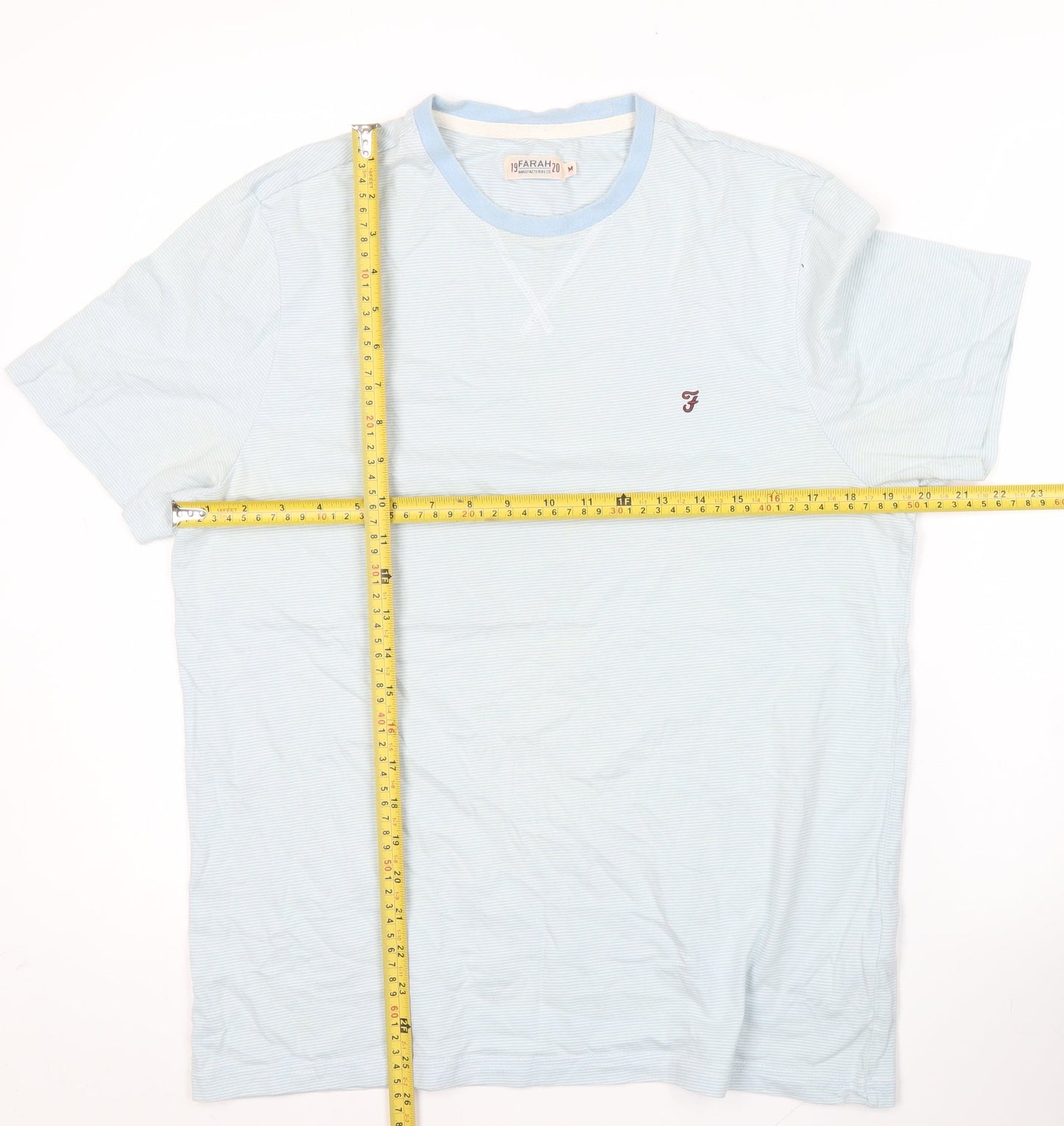 Farah Men’s Blue M Striped Cotton Crew Neck T-Shirt