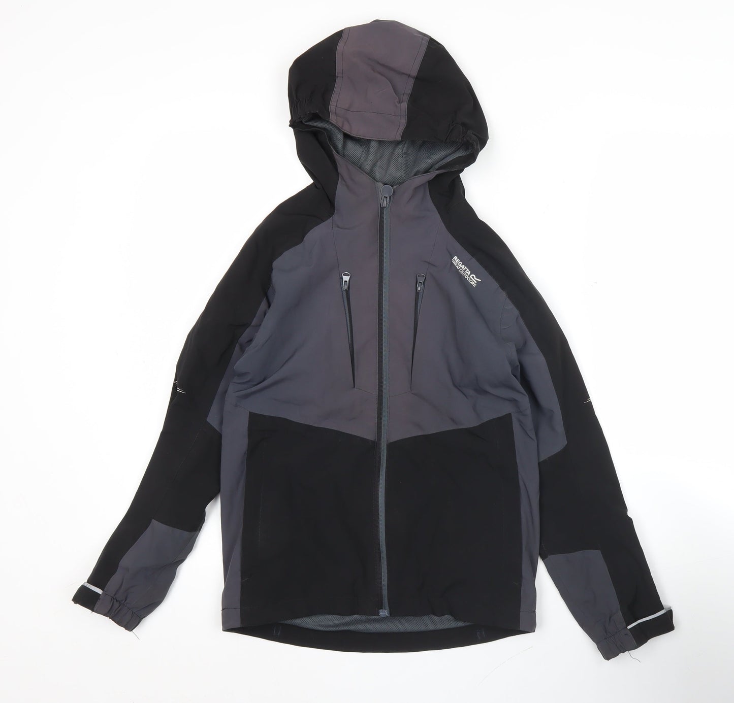 Regatta Boys Black 9-10 Yrs Waterproof Hooded Rain Jacket Outdoor Softshell