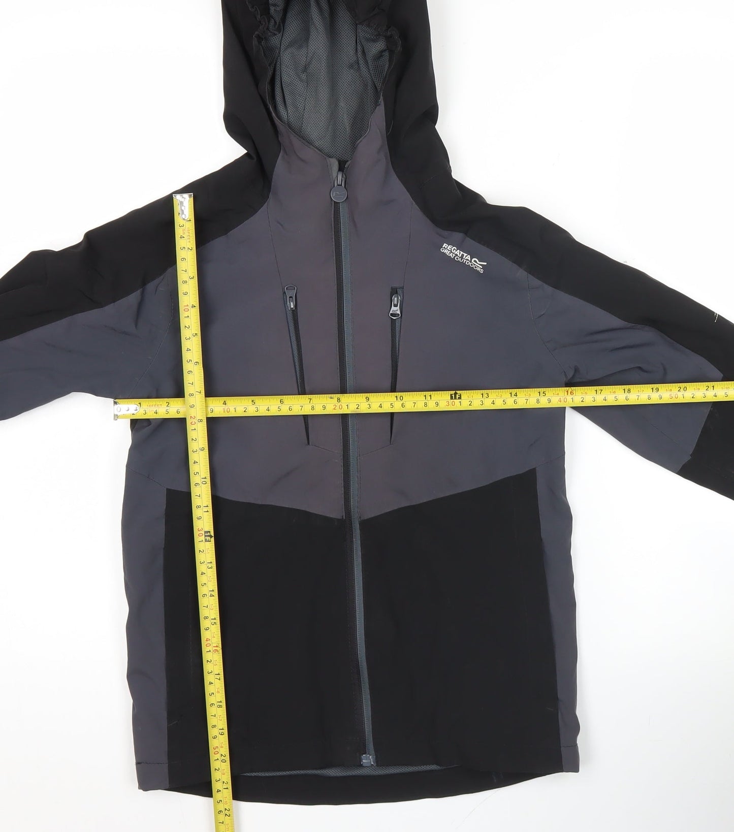 Regatta Boys Black 9-10 Yrs Waterproof Hooded Rain Jacket Outdoor Softshell