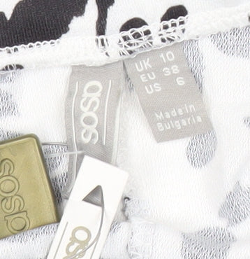 Additional view of ASOS Women’s Black White Animal Print Pleated Midi Skirt, size UK 10