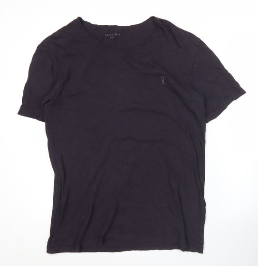 AllSaints Men's Black Cotton Slim Fit T-Shirt Size M Crew Neck