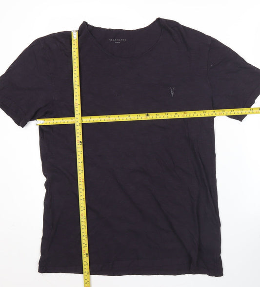 AllSaints Men's Black Cotton Slim Fit T-Shirt Size M Crew Neck