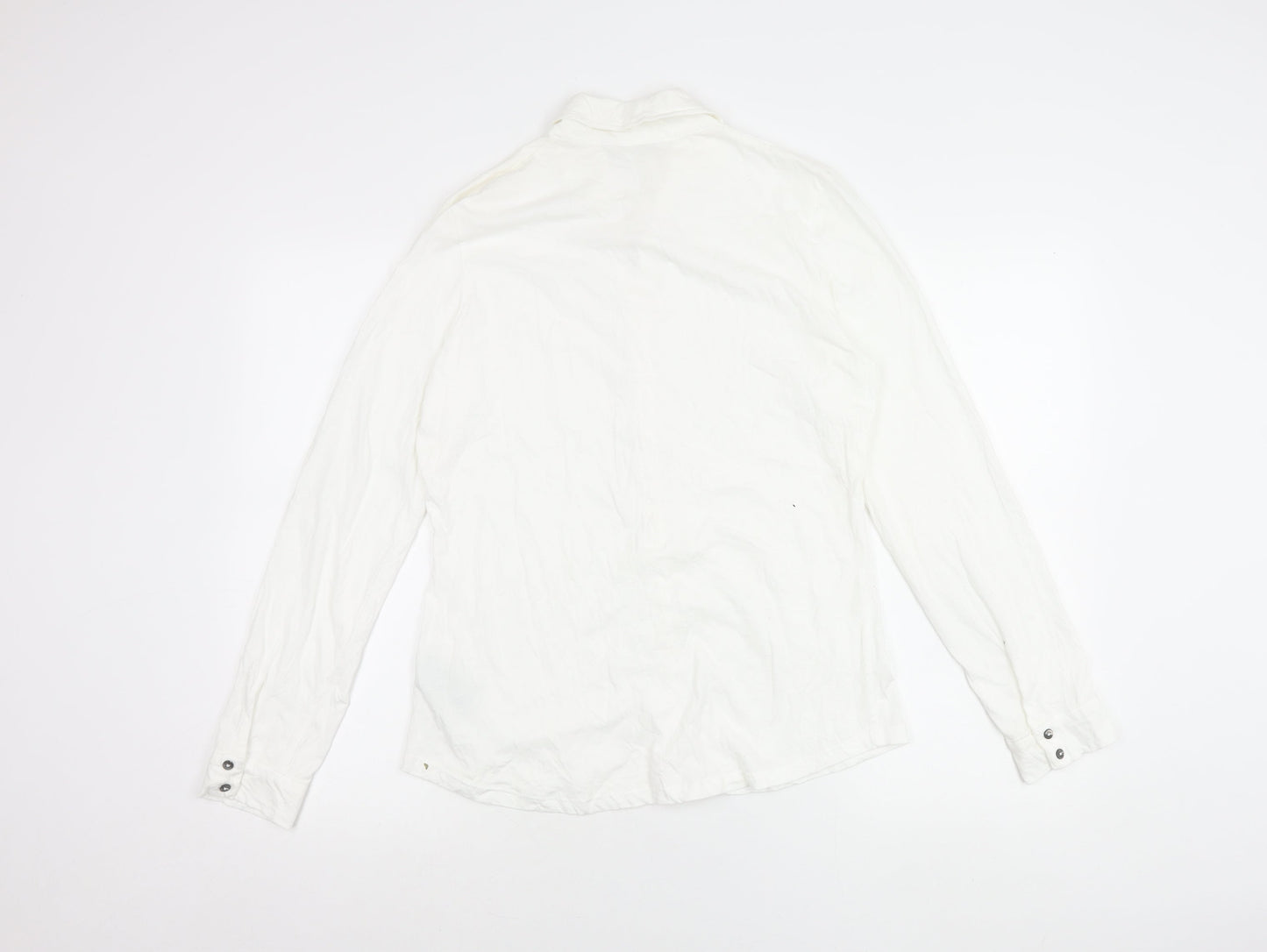 Boden Women’s White Button-Up Shirt UK 12 Long Sleeve Cotton Blend