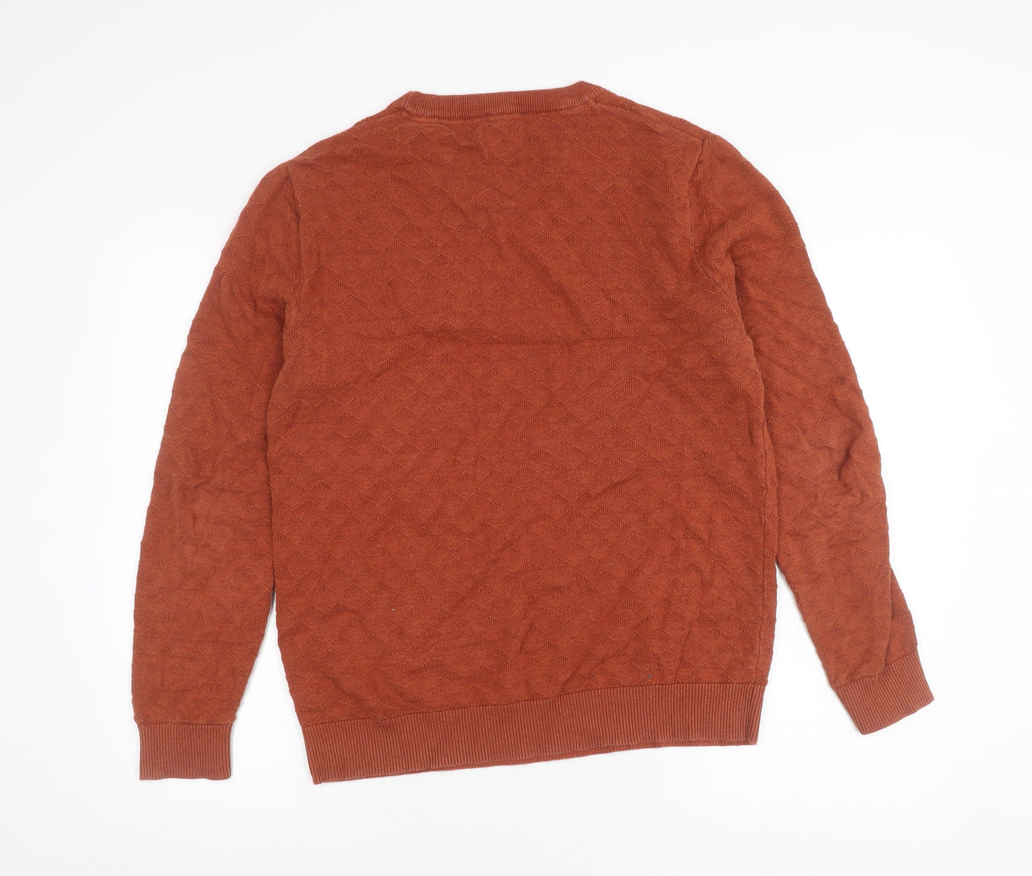 Jack & Jones Men’s Brown Cotton Waffle-Knit Pullover Jumper Size L