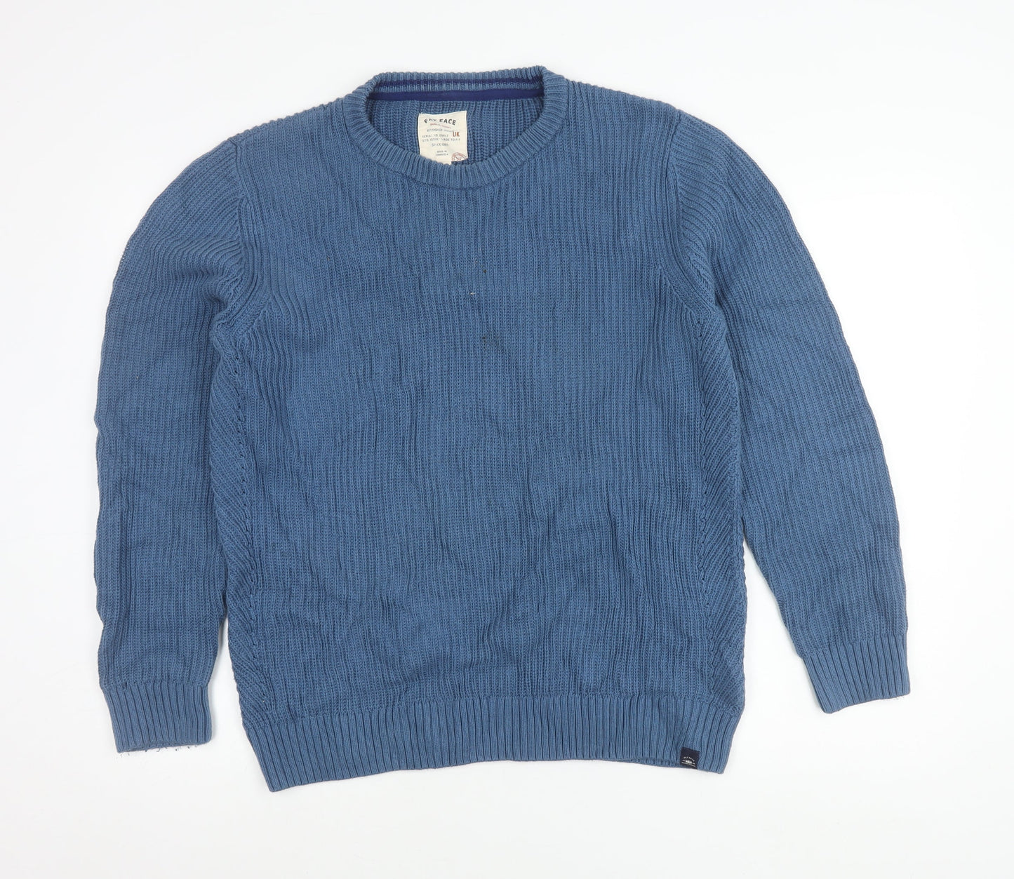 Fat Face Mens Blue Cotton Crew Neck Jumper L Regular Fit Knitwear