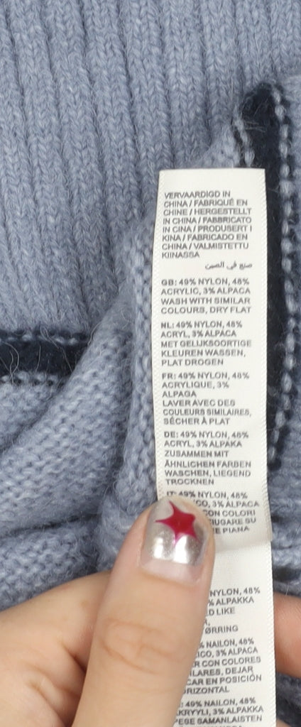 Fat Face Womens Blue Striped Cardigan Size 14 V-Neck Knitwear