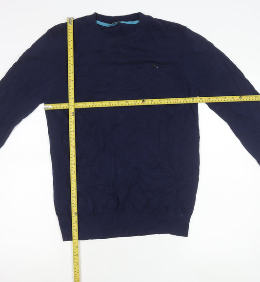 Diesel Mens Blue Slim Fit Crew Neck Cotton Jumper Size S