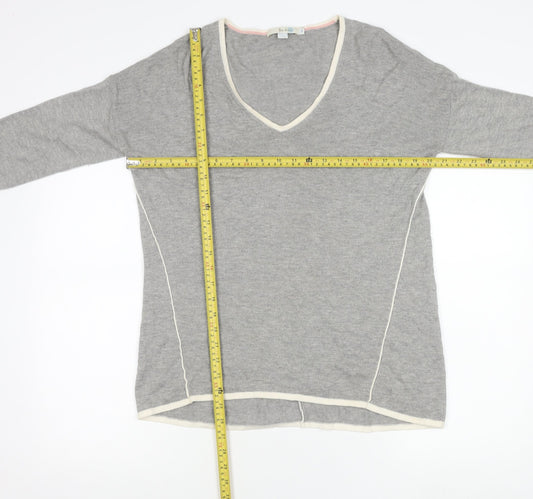 Boden Women’s Grey Wool Blend V-Neck Jumper Size M Casual Knitwear