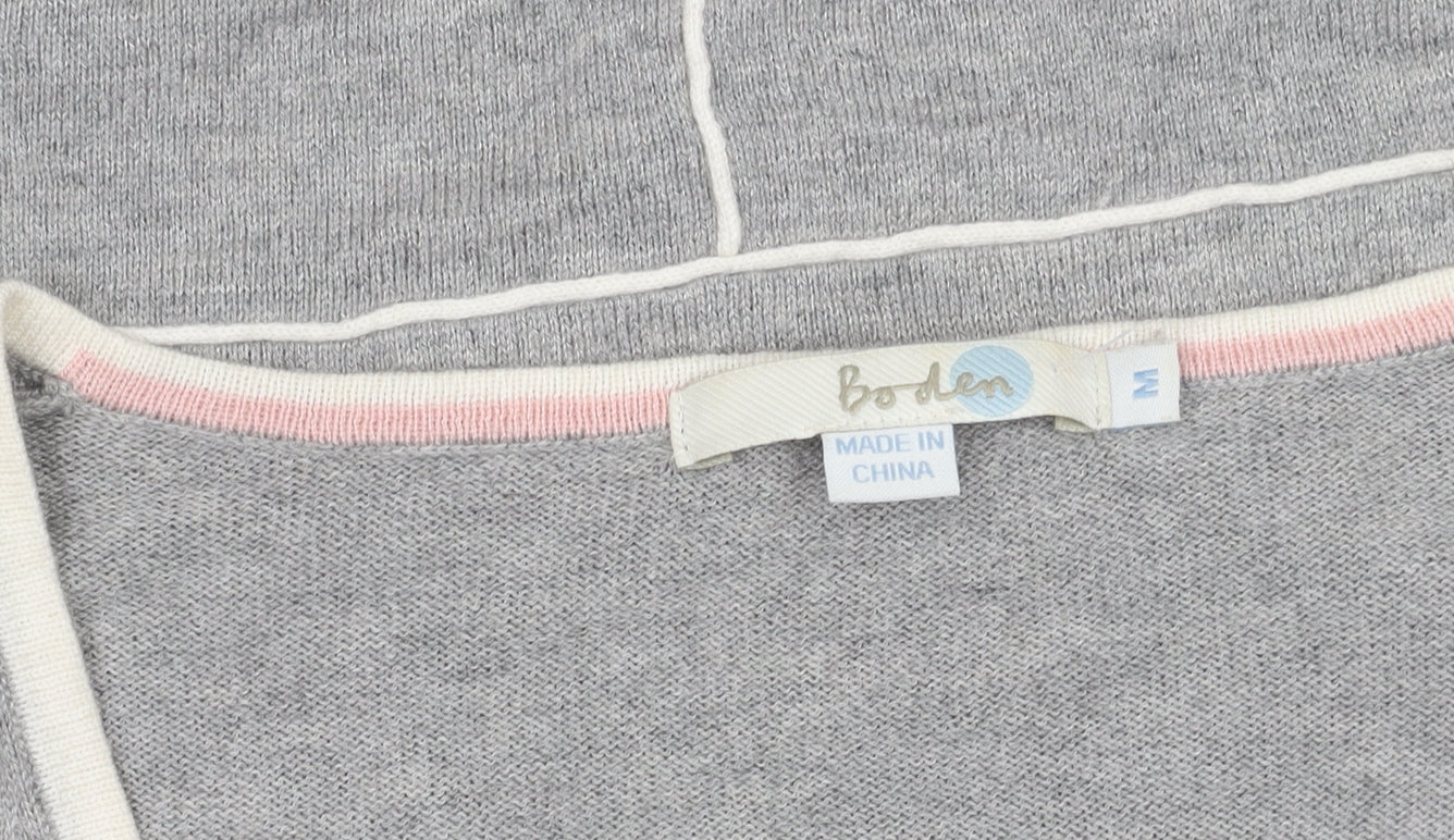 Boden Women’s Grey Wool Blend V-Neck Jumper Size M Casual Knitwear