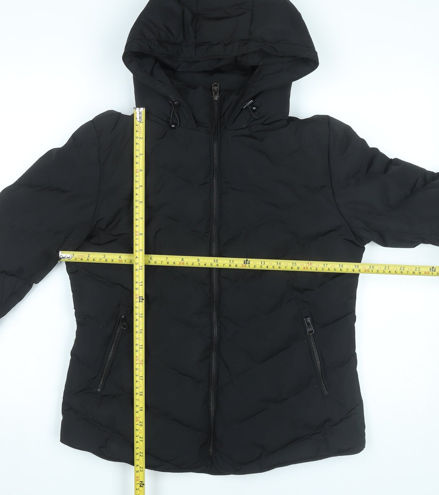 Tokyo Laundry Womens Black Size 12 Puffer Jacket Hooded Polyester