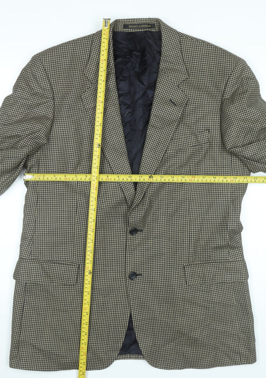 Marks and Spencer Men Beige Check Wool Blazer Jacket 42 Long