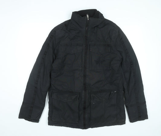 Firetrap Men’s Black Military Jacket Size M Cotton Casual Workwear