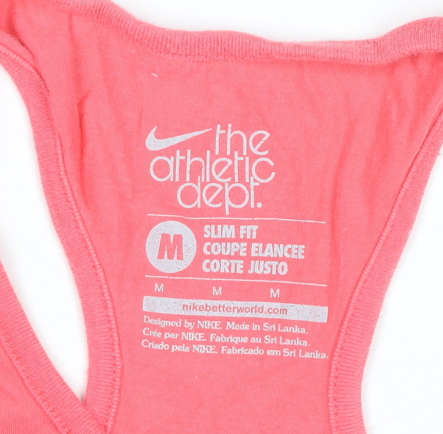 Nike Womens Pink Slim Fit Racerback Cotton Tank Top Size M
