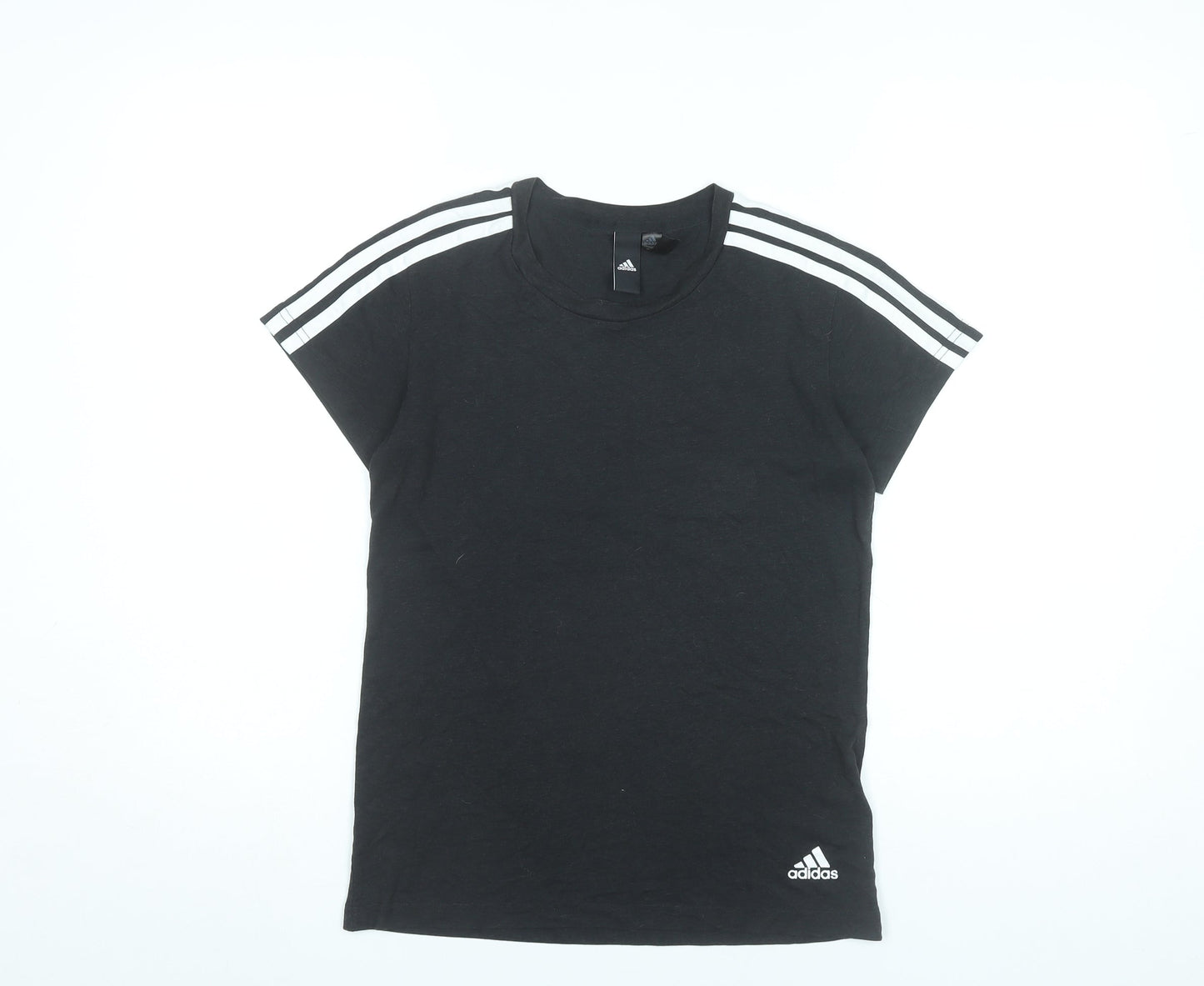 Adidas Womens Black T-Shirt Size 10 Short Sleeve Crew Neck Sports Casual