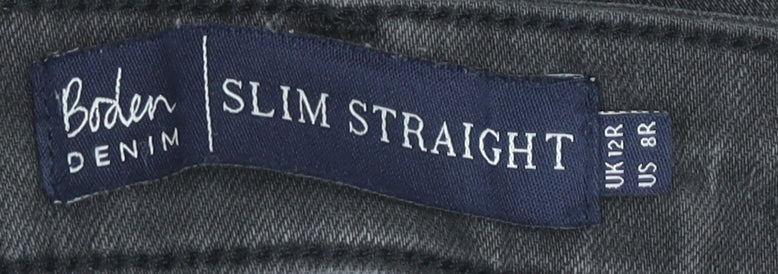 Boden Women Grey Slim Straight Jeans Size 12 Denim Stretch
