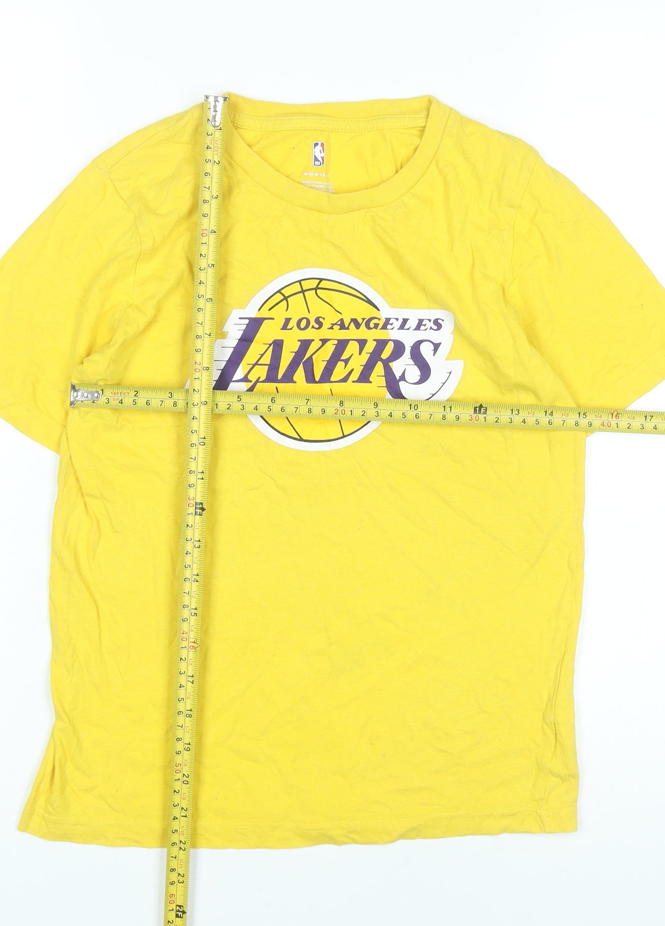 NBA Boys Yellow Los Angeles Lakers T-Shirt Size 10-11 Years Cotton