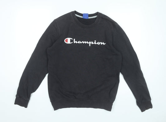 Champion Men's Black Small Pullover Sweatshirt Logo Print