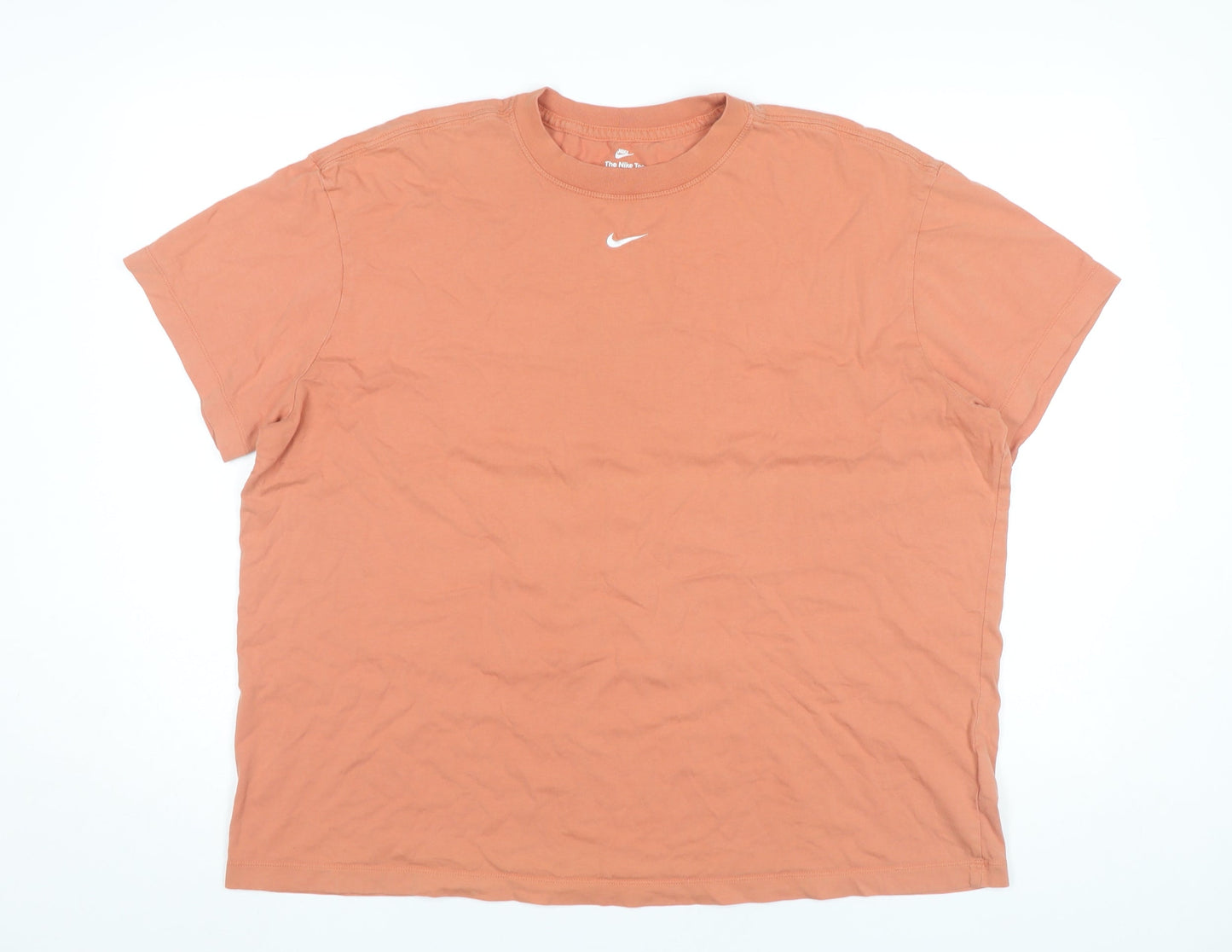 Nike Women's Orange XL Basic Crew Neck Cotton T-Shirt