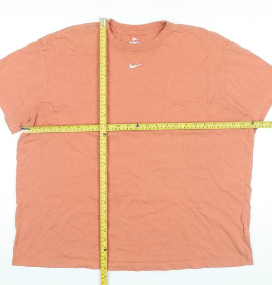 Nike Women's Orange XL Basic Crew Neck Cotton T-Shirt