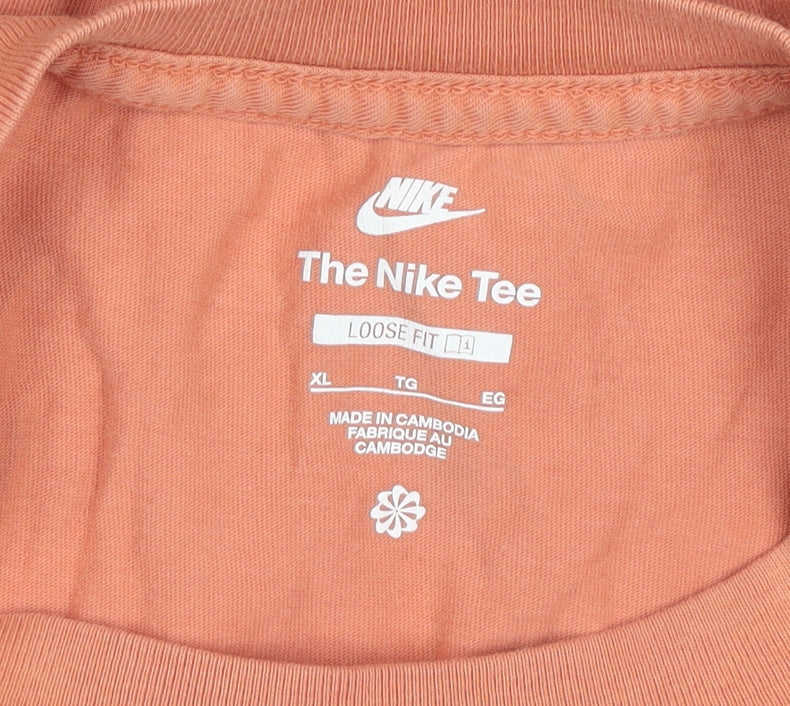Nike Women's Orange XL Basic Crew Neck Cotton T-Shirt