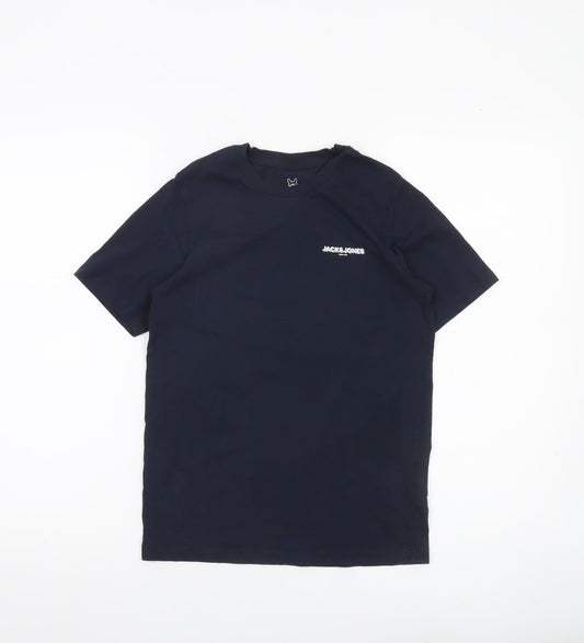 Jack & Jones Boys Blue Logo T-Shirt 12 Years Short Sleeve Crew Neck