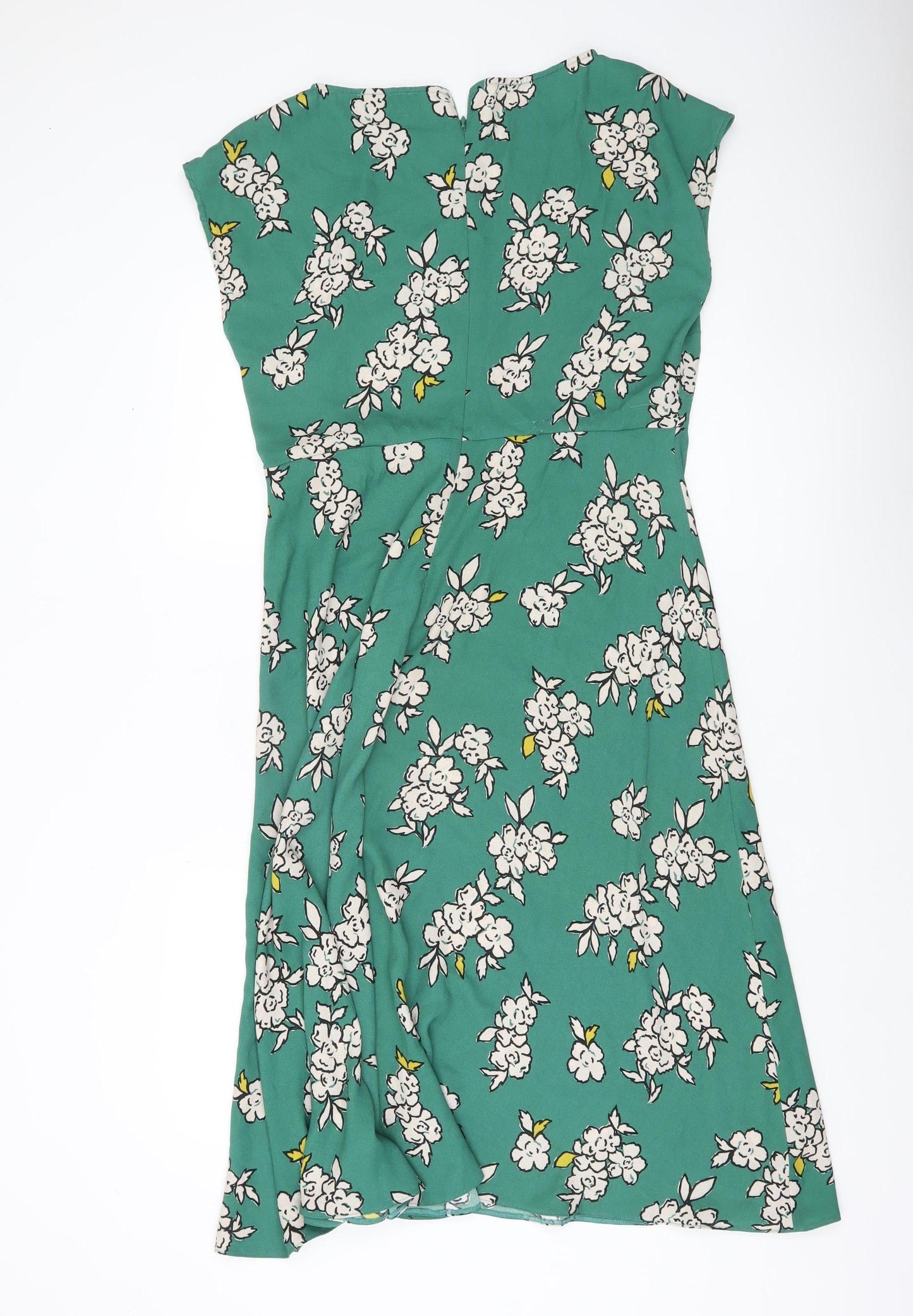 Jaeger Women’s Green Floral A-Line Dress Size 14 Knee Length