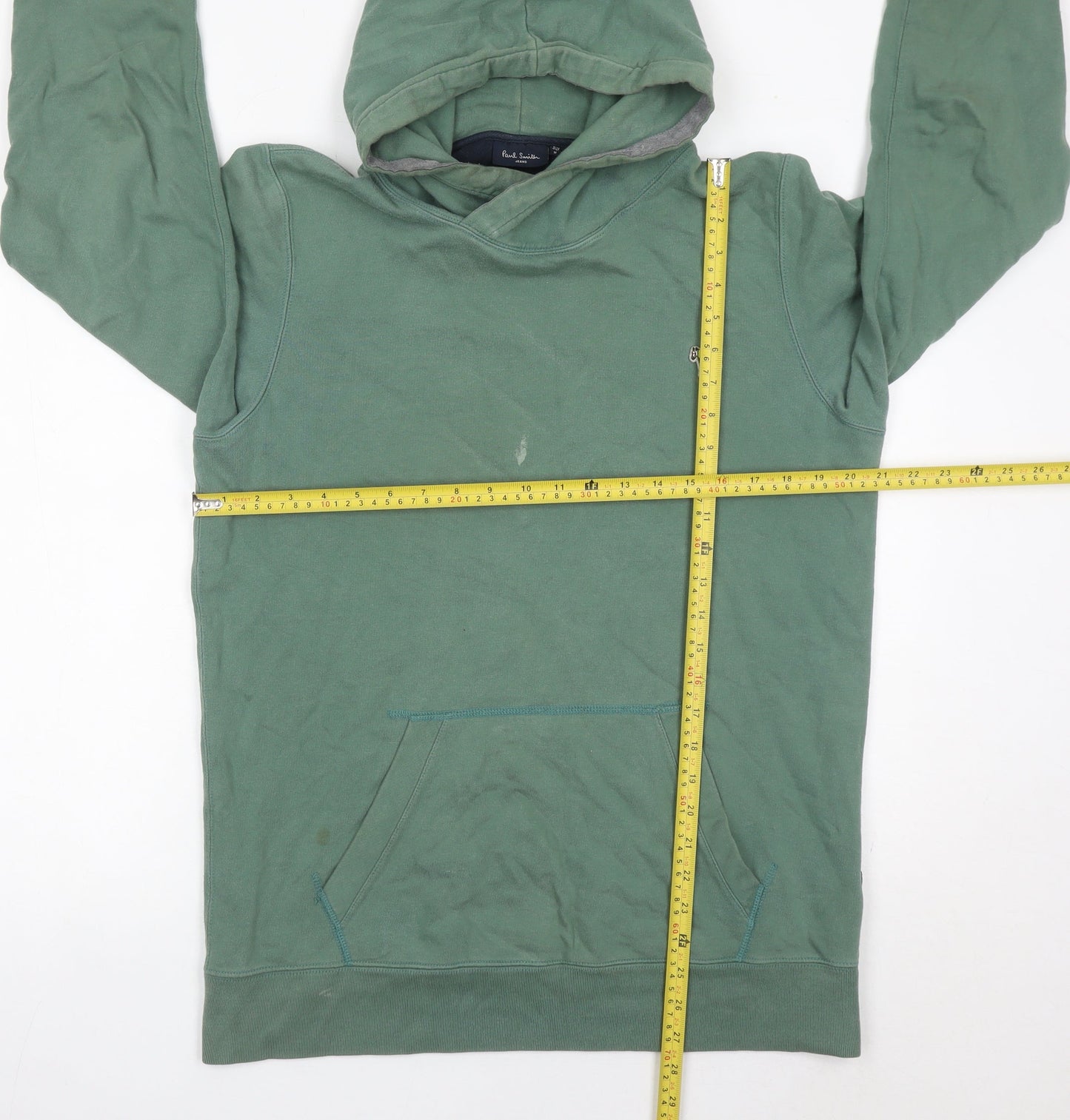 Paul Smith Mens Green Pullover Hoodie Size M Long Sleeve Cotton