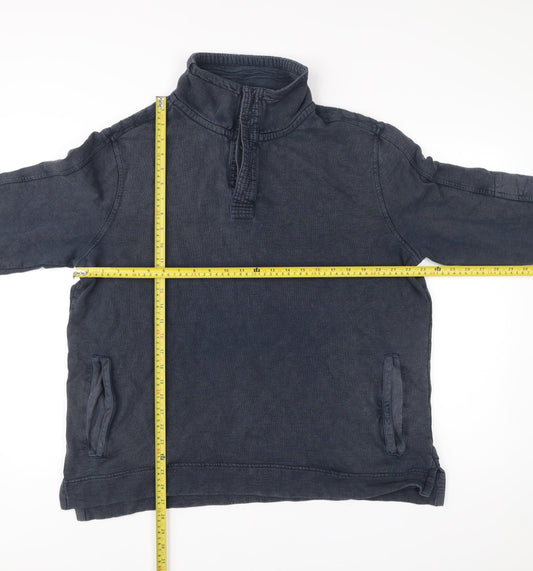 Fat Face Mens XL Blue 1/4 Zip Cotton Sweatshirt High Neck Pockets