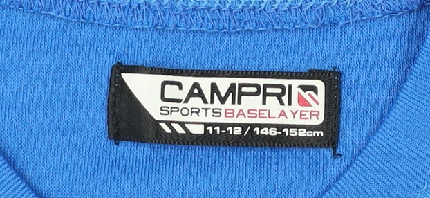 Additional view of Campri boys’ blue long sleeve sports base layer top 11-12y athletic fit
