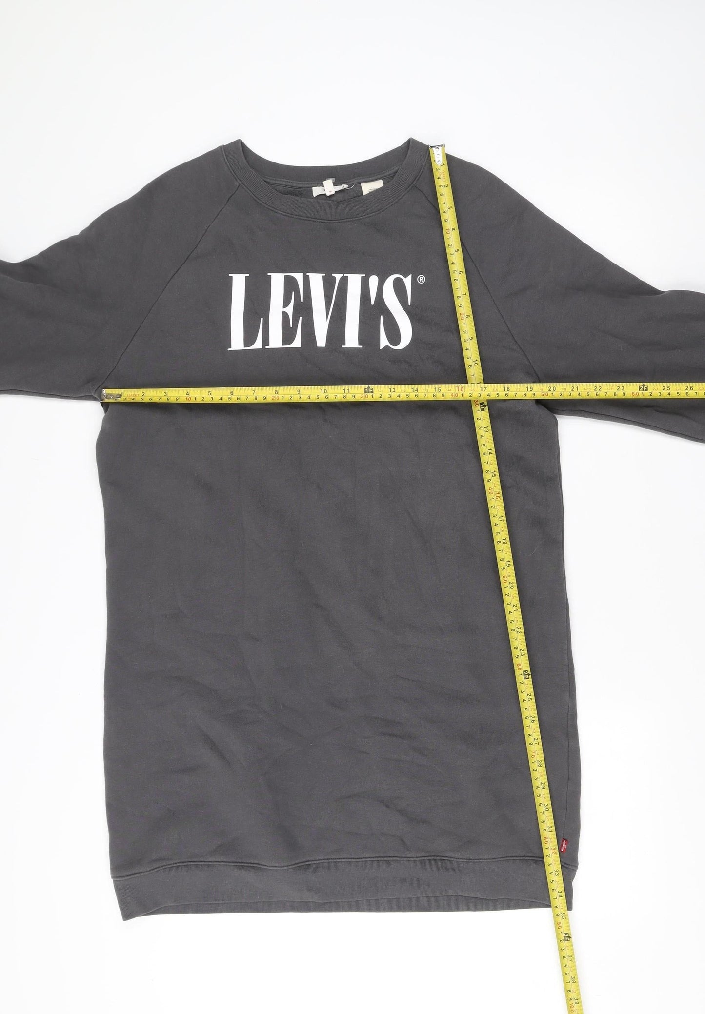 Levi's Womens Grey Logo Long Sleeve Crew Neck T-Shirt Dress M