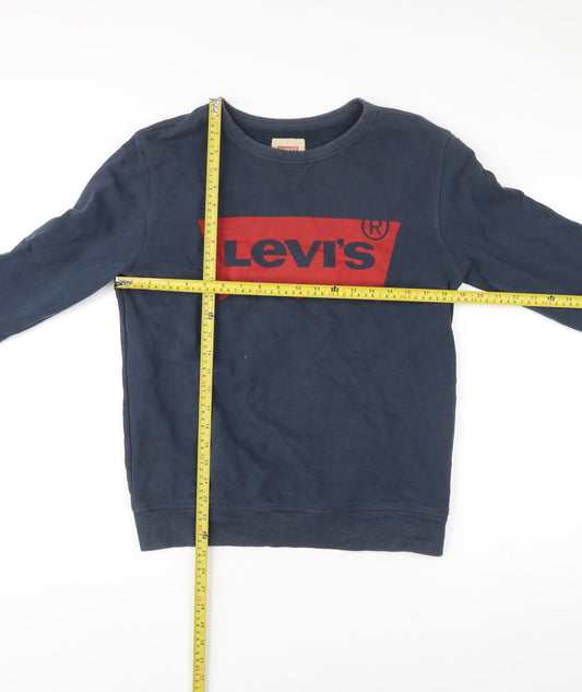 Levi's Teens Blue Pullover Sweatshirt Logo Print Crew Neck Size 16