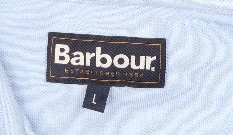 Barbour Men’s Blue Polo Shirt Size L Cotton Short Sleeve Classic
