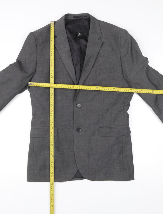H&M Mens Grey Regular Fit Two-Button Blazer Jacket 38R