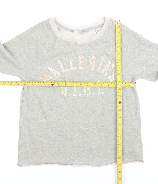 Next Girls Grey Ballerina Girl Pullover Jumper Size 12 Years Long Sleeve