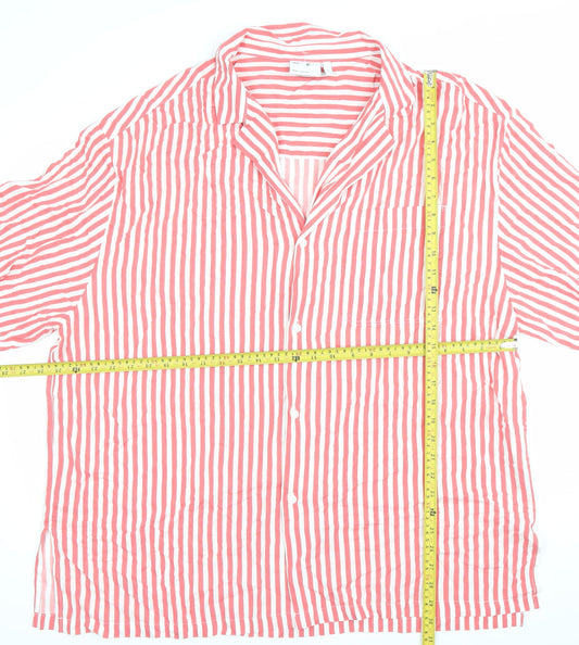 ASOS Men’s Red Striped Short Sleeve Button-Up Shirt XL