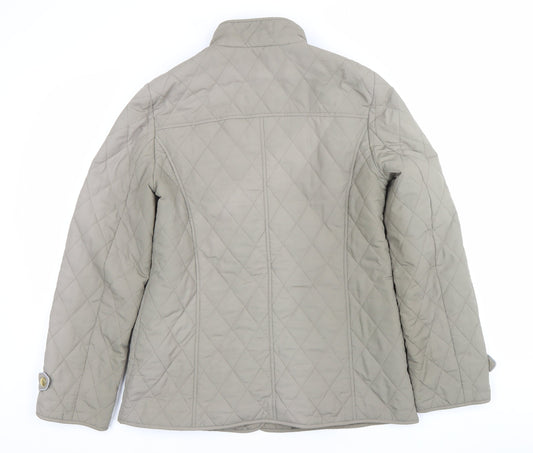 Marks and Spencer Womens Beige Quilted Jacket Size 8 Casual Mid-Length